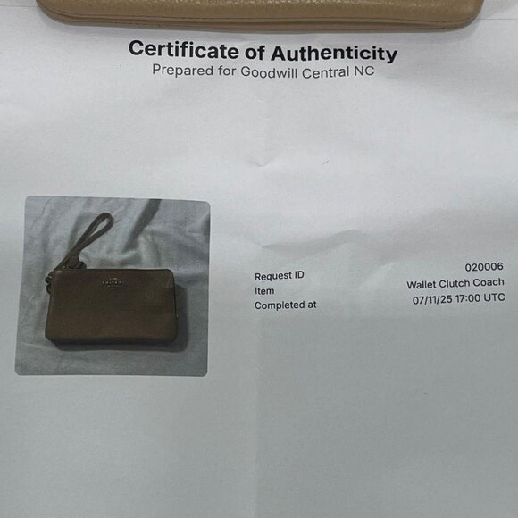 Coach with COA  Double Corner Zip Wristlet Leather Card Wallet Taupe - Picture 6 of 9